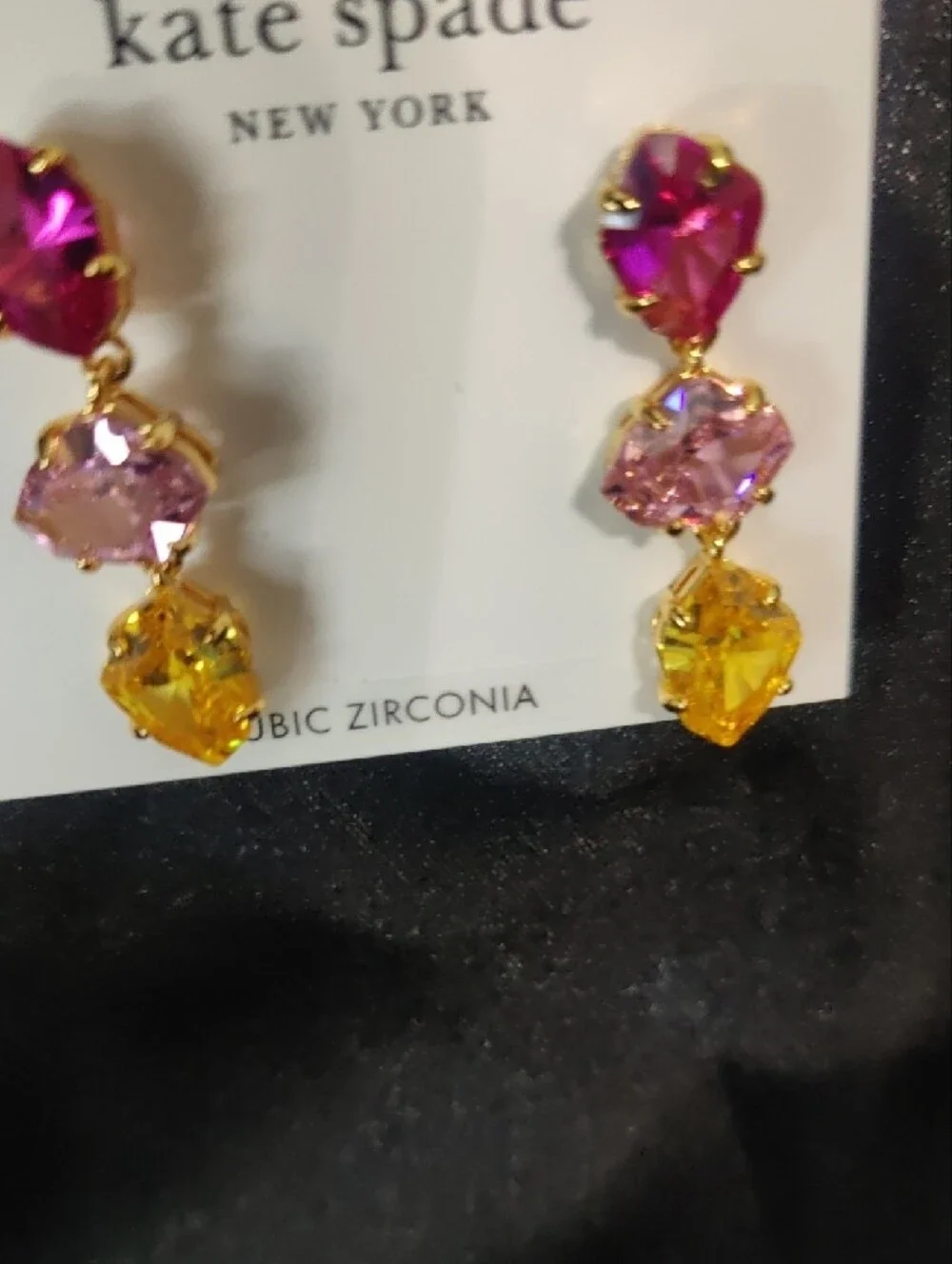 Kate Spade Gold‑Tone Triple Drop Earrings  Pink, Light Pink & Yellow – Color Pop
